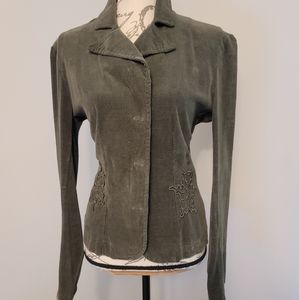 Ti Amo Green Curdoroy Embroidered Blazer